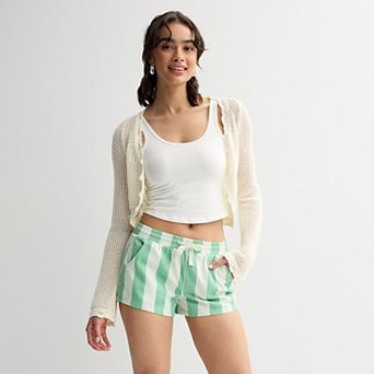 Juniors' Project Indigo Low-Rise Soft Striped Shorts