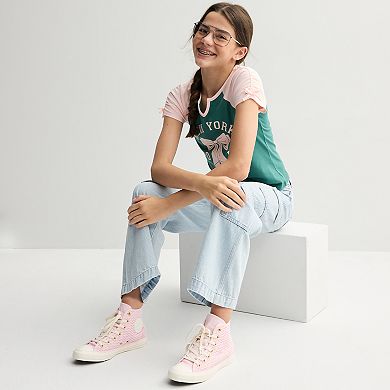 Girls 7-20 SO® Short Sleeve Raglan Graphic Tee in Regular & Plus Size