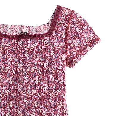 Girls 6-16 SO® Adaptive Square Neck Lace Trim Mini Dress
