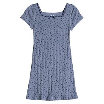 Girls 6-16 SO® Adaptive Square Neck Lace Trim Mini Dress