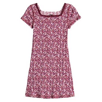 Girls 6-16 SO® Adaptive Square Neck Lace Trim Mini Dress