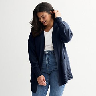Plus Size Sonoma Goods For Life® Open Front Longline Cardigan