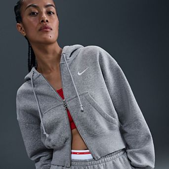 Women's Nike Loose Full-Zip Crop Hoodie in Phoenix Fleece