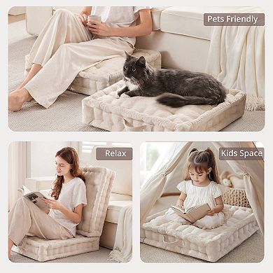 Intelligent Design Azza 24 in Chenille Square Floor Pillow Cushion
