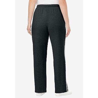 Woman Within Plus Size Better-Fleece Side-Stripe Pull-On Sweatpants