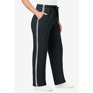 Woman Within Plus Size Better-Fleece Side-Stripe Pull-On Sweatpants