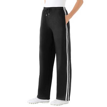 Woman Within Plus Size Better-Fleece Side-Stripe Pull-On Sweatpants
