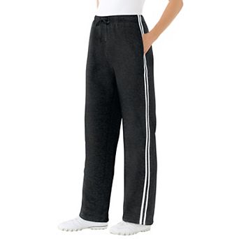 Woman Within Plus Size Better-Fleece Side-Stripe Pull-On Sweatpants
