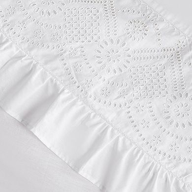 Cotton Embroidered Duvet Cover with Ruffled Edge