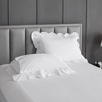 Cotton Embroidered Duvet Cover with Ruffled Edge