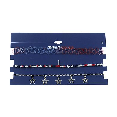 Celebrate Together™ Silver Tone Patriotic 3-Piece Choker Necklace Set
