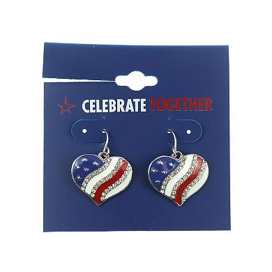 Celebrate Together™ Silver Tone American Flag Heart Drop Earrings