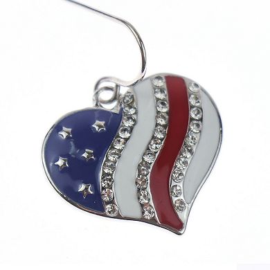 Celebrate Together™ Silver Tone American Flag Heart Drop Earrings
