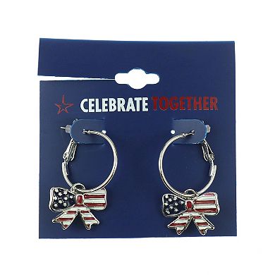 Celebrate Together™ Silver Tone Americana Bow Hoop Earrings