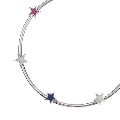 Celebrate Together™ Silver Tone Red, White and Blue Stars Hoop Earrings