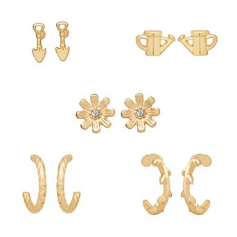LC Lauren Conrad Gold Tone 5 pc Gardening Earrings Set