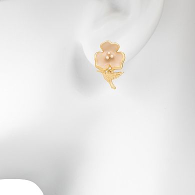 LC Lauren Conrad Enamel Flower Hummingbird Drop Earring