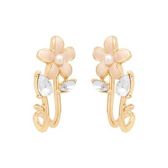 LC Lauren Conrad Enamel Floral Hook Earrings
