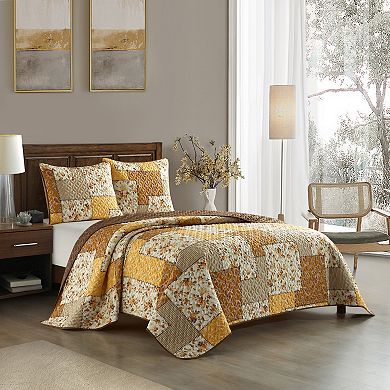 Nanshing Fayetta Floral 3 Piece Quilt Set