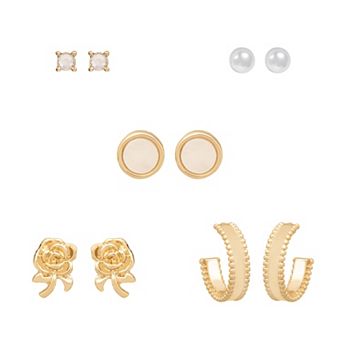 LC Lauren Conrad Gold Tone Mother-Of-Pearl 5 pc Earrings Pack
