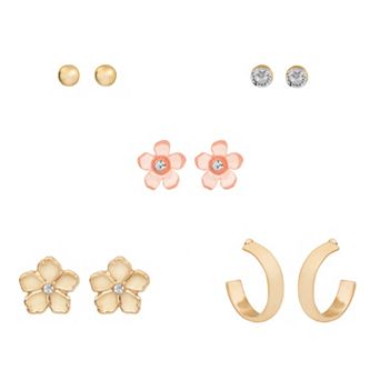 LC Lauren Conrad Gold Tone Acrylic Floral 5 pc Earrings Pack