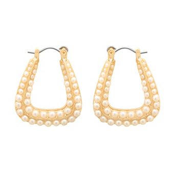 LC Lauren Conrad Simulated Pearl Door Knocker Hoop Earrings