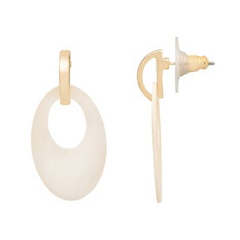 LC Lauren Conrad Gold Tone Mother-of-Pearl Oval Drop Earrings