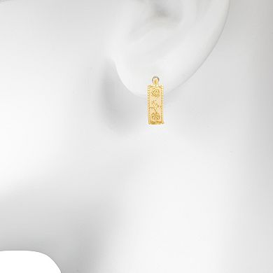 LC Lauren Conrad Engraved Floral Hoop Earring