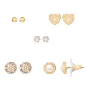 LC Lauren Conrad Gold Tone Simulated Pearl Earrings Set