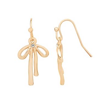 LC Lauren Conrad Gold Tone Bow Drop Earrings