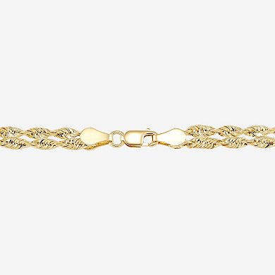 Everlasting Gold 10k Gold 1.8 mm Left & Right 2-Row Rope Bracelet
