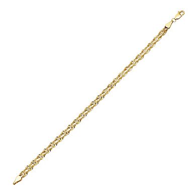 Everlasting Gold 10k Gold 1.8 mm Left & Right 2-Row Rope Bracelet
