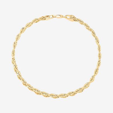 Everlasting Gold 10k Gold 1.8 mm Left & Right 2-Row Rope Bracelet