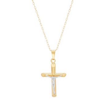 Everlasting Gold 14k Gold & White Gold Crucifix Pendant Necklace