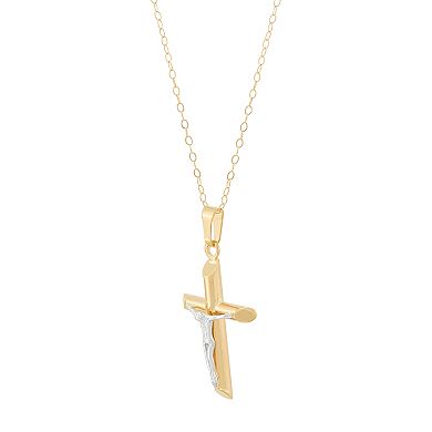 Everlasting Gold 14k Gold & White Gold Crucifix Pendant Necklace