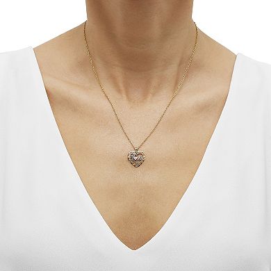 Everlasting Gold 10k Gold Textured Love Heart Pendant Necklace