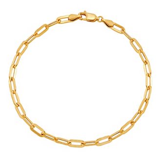 Everlasting Gold 10k Gold 3.6 mm Hollow Paper Clip Bracelet