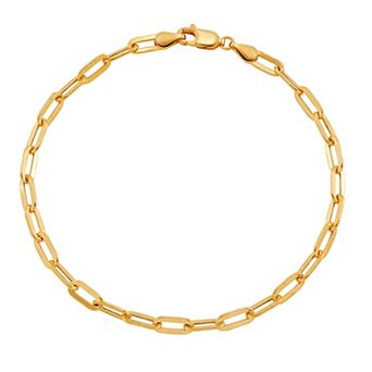 Everlasting Gold 10k Gold 3.6 mm Hollow Paper Clip Bracelet