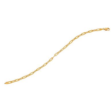 Everlasting Gold 10k Gold 3.6 mm Hollow Paper Clip Bracelet