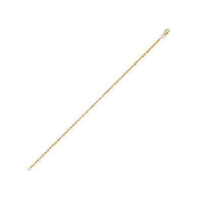 Everlasting Gold 10k Gold 2.5 mm Hollow Rope Bracelet