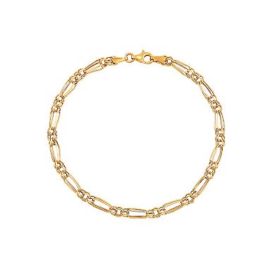 Everlasting Gold 10k Gold Flat Double Link Bracelet