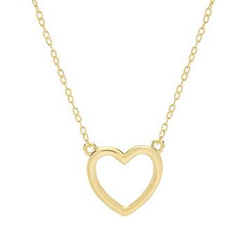 Everlasting Gold 10k Gold Tube Open Heart Necklace