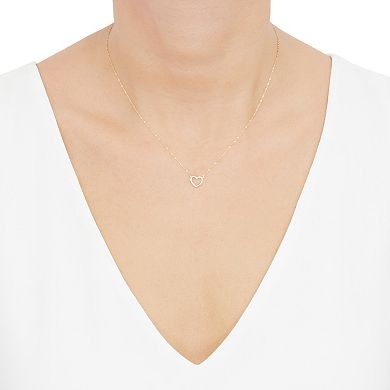 Everlasting Gold 10k Gold Tube Open Heart Necklace