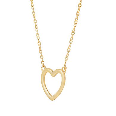 Everlasting Gold 10k Gold Tube Open Heart Necklace