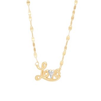 Everlasting Gold 10k Gold Textured Love Pendant Necklace
