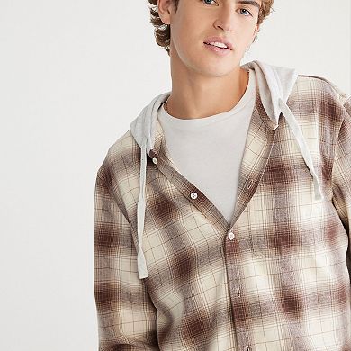 Men's Aeropostale Long Sleeve Flannel Hoodie