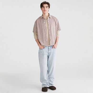Men's Aeropostale Short Sleeve Boxy Microplaid Top