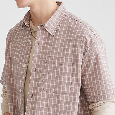 Men's Aeropostale Short Sleeve Boxy Microplaid Top