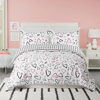 Girls' Urban Playground Roxy Hearts Comforter Set with Shams
