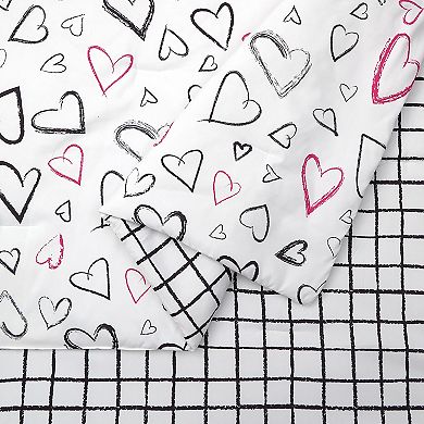 Girls' Urban Playground Roxy Hearts Comforter Set with Shams
